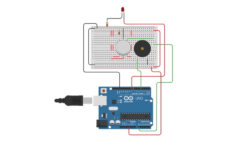 Circuit design 3. Gas Sensor. | Tinkercad