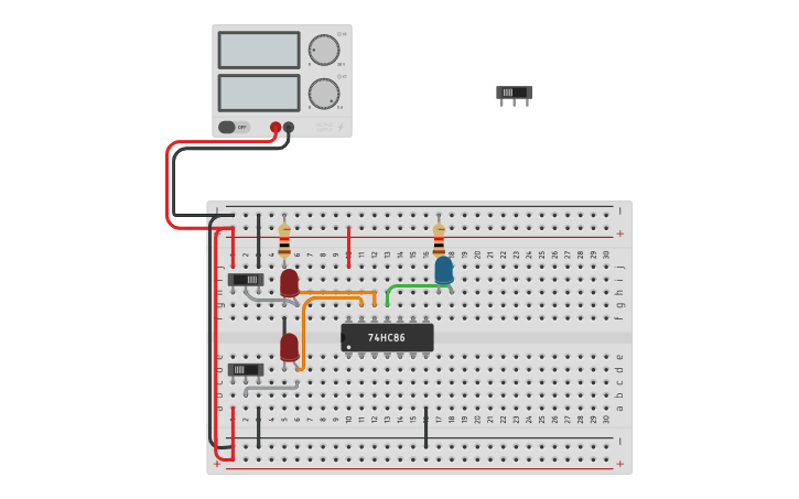 Circuit design 7486 XOR - Tinkercad