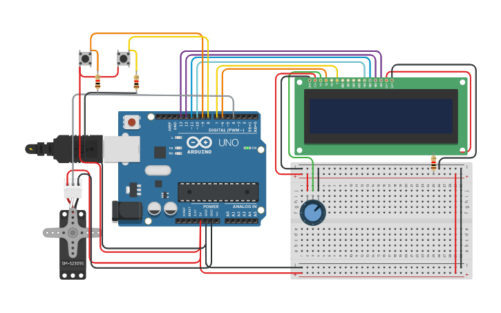 Circuit design Smart Parking System - Tinkercad