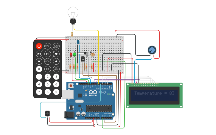 Circuit design Temperature and light sensing - Tinkercad