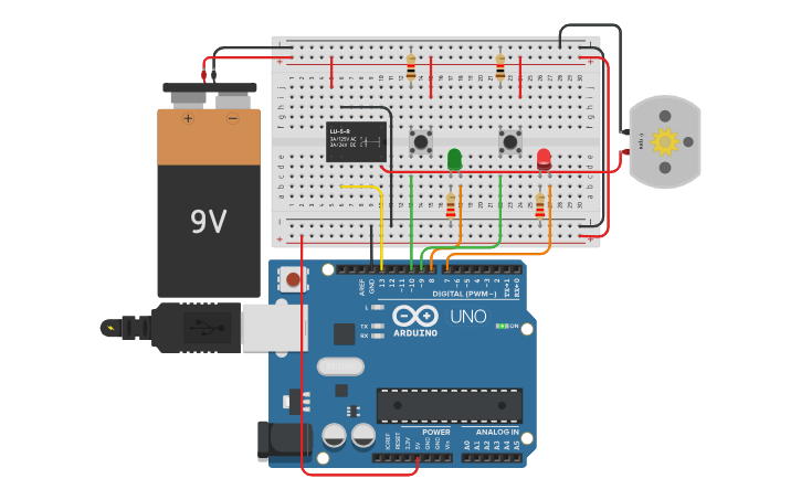 Circuit design MOTOR RELE - Tinkercad