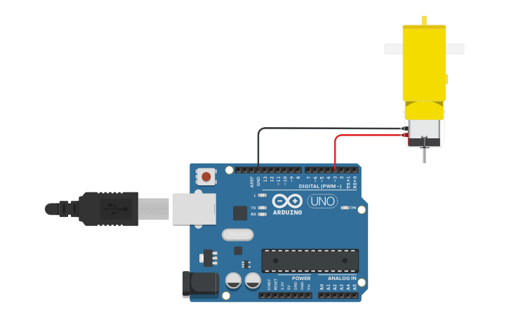 Circuit design Motor Amarelo - Tinkercad