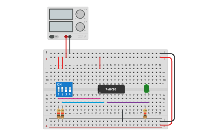 Circuit design XOR GATE - Tinkercad