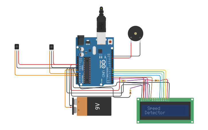 Circuit design speed detector - Tinkercad