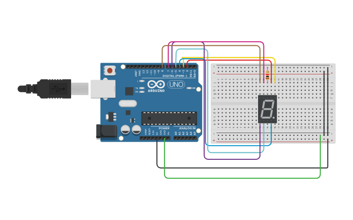 Circuit design Seven Segment Display - Tinkercad