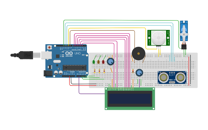 Circuit design Efficient Smart Bin - Tinkercad