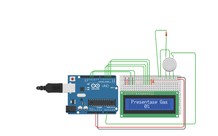 Circuit design Arduino with LCD Interface with sensor | Tinkercad