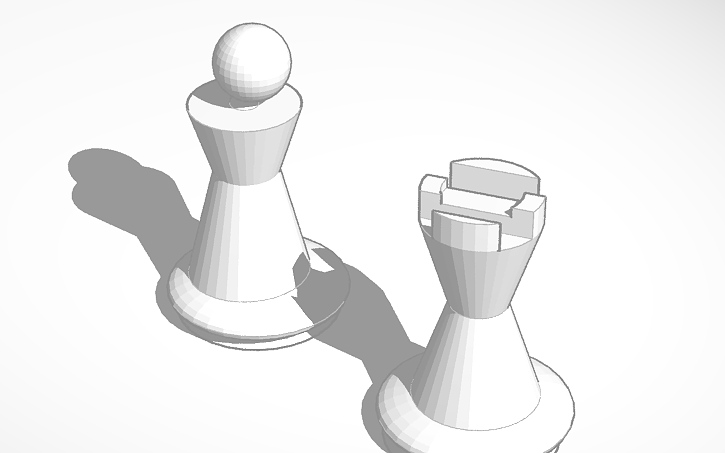 Pawn Rook Draw 3D design pawn and rook in chess - Tinkercad