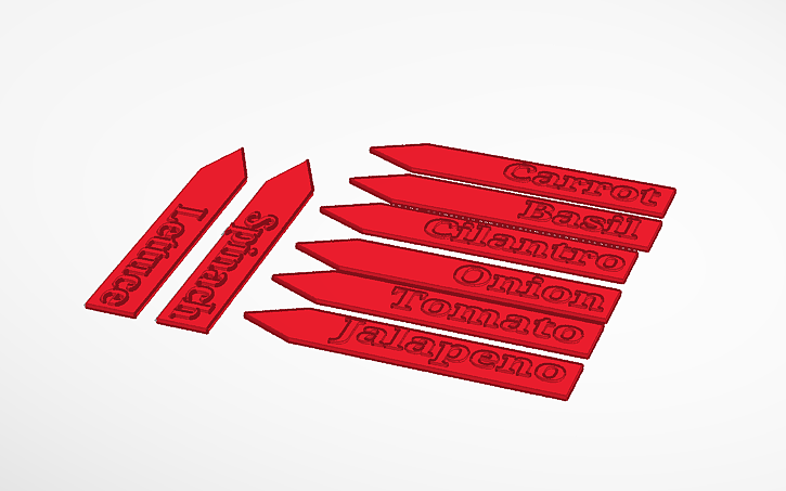 3D design Simple Pointy Garden Label Set 1 - Tinkercad