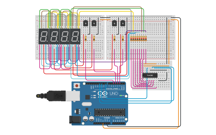 Circuit design Display de 7 Segmentos - Tinkercad