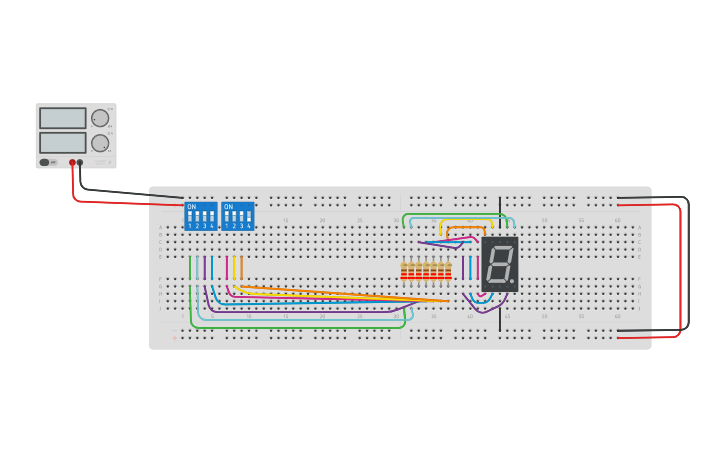 Circuit design Seven segment display - Tinkercad