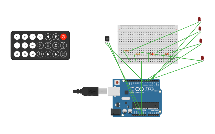 Circuit design Controlling LEDs using IR sensor and remote | Tinkercad