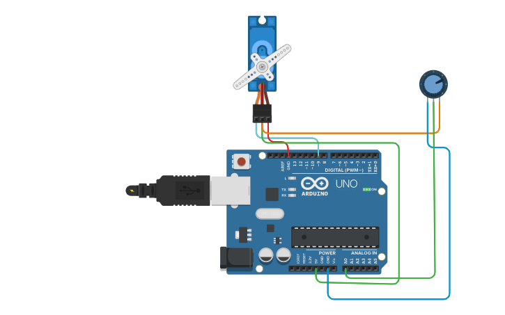 Circuit design PRÁCTICA SERVO POTENCIÓMETRO - Tinkercad