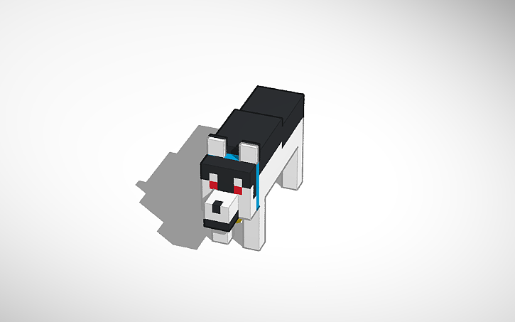 Printable Minecraft Husky 3D design Angry Minecraft Husky With Bell Collar - Tinkercad
