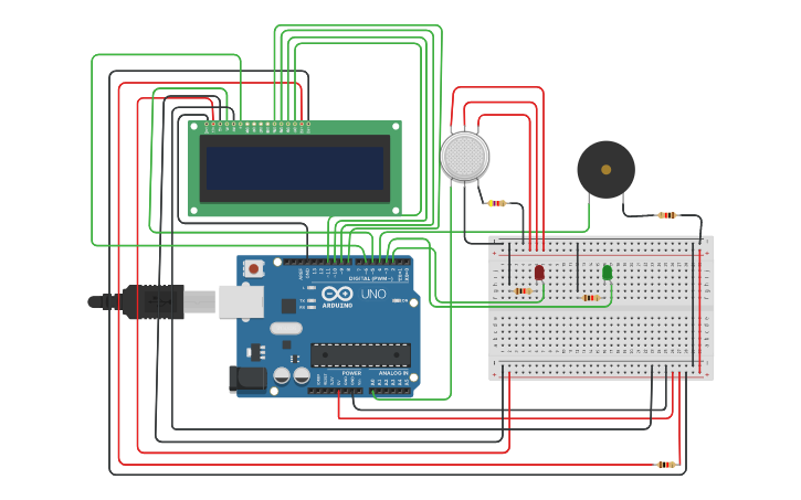 Circuit design GAS DETECTOR - Tinkercad