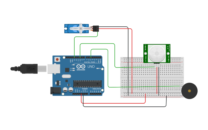 Circuit design Security sensor | Tinkercad