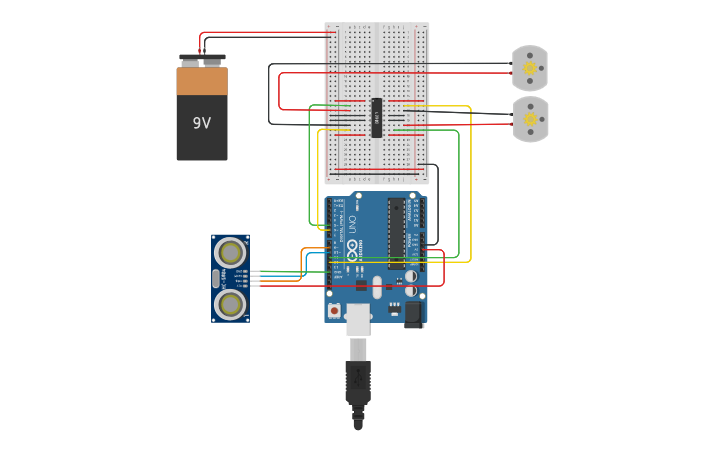 Circuit design Sumo Bot - Arduino Lab 3 - Final Code | Tinkercad
