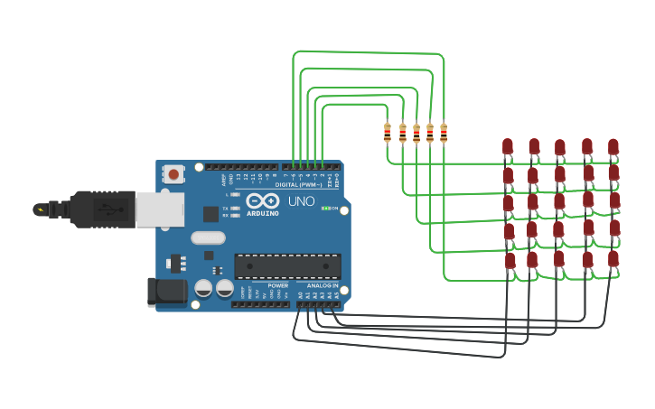 Circuit design 5x5 Matrix - Tinkercad