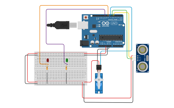 Circuit design Bote de Basura para Hospital - Tinkercad