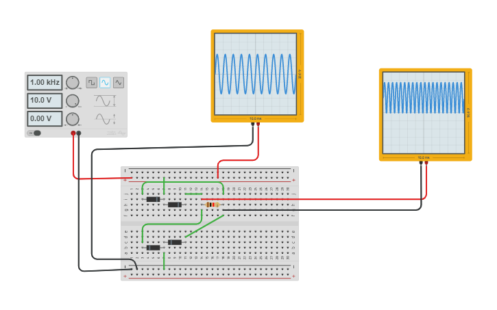 Circuit design full wave rectifier - Tinkercad