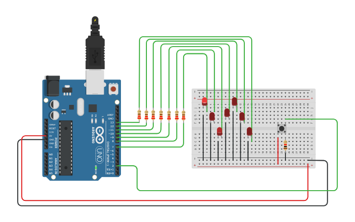 Circuit design Dice Simulator - Tinkercad