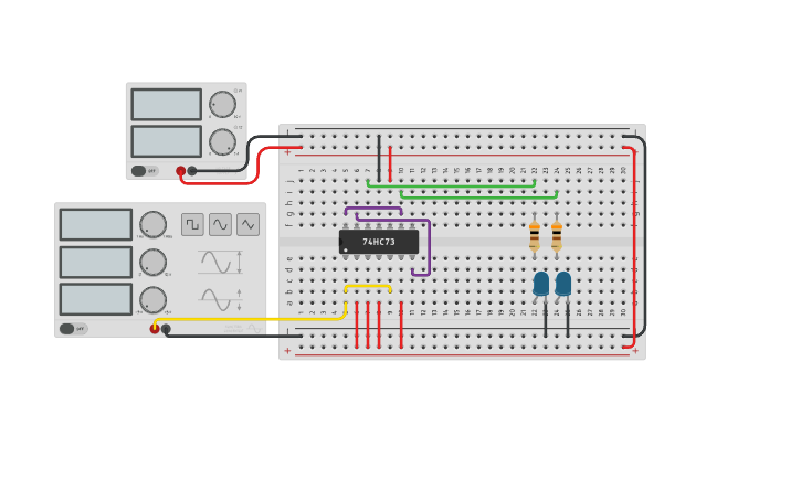 Circuit design MODULO 3 synchronous up Counter - Tinkercad
