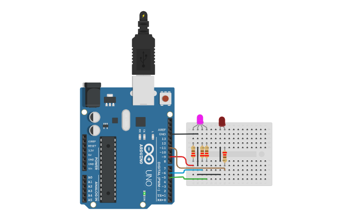 Circuit design Arduino RGB | Tinkercad