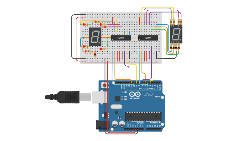 Circuit design Contador 00-99 | Tinkercad