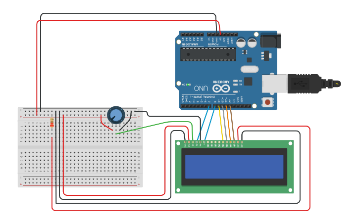 Circuit design LCD 16x2 | Tinkercad