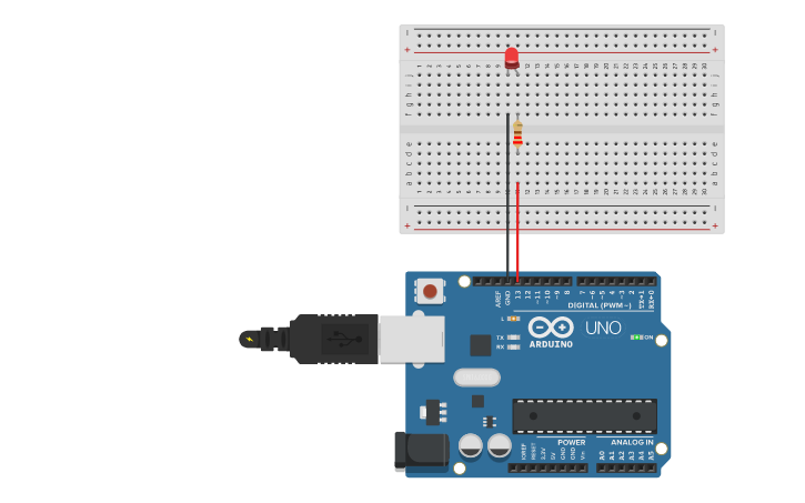 Circuit design led prendido y apagado - Tinkercad