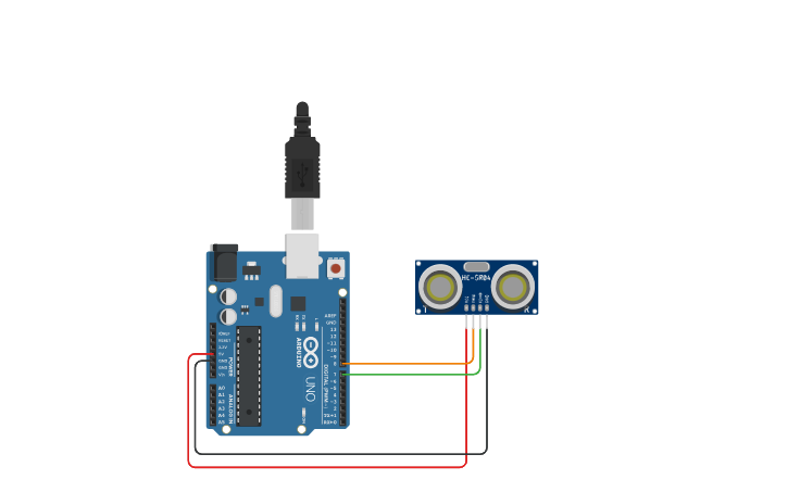 Circuit design Sensor Ultrasonico - Tinkercad