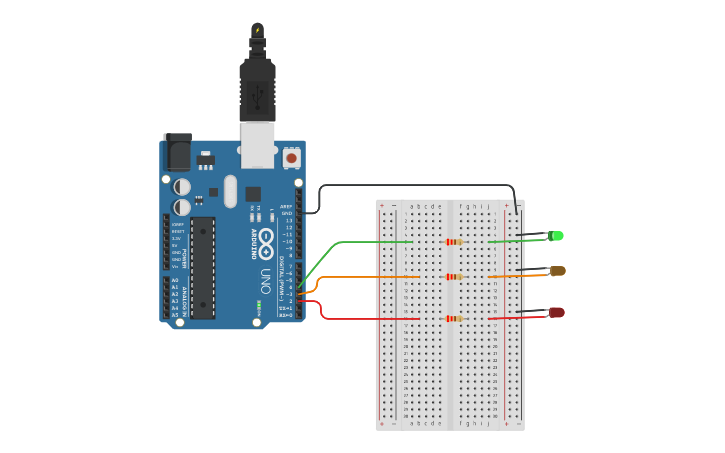 Circuit design Arduino Traffic Light - Tinkercad