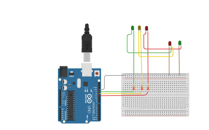 Circuit design Traffic light - Tinkercad