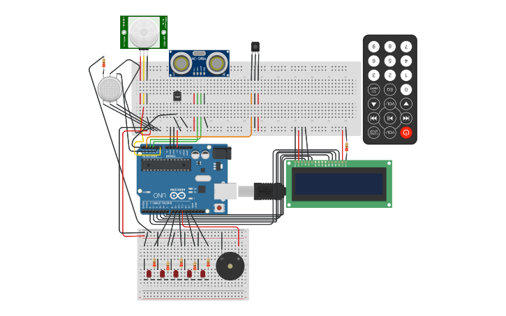 Circuit design Multiple Sensors with Arduino and LCD - Tinkercad