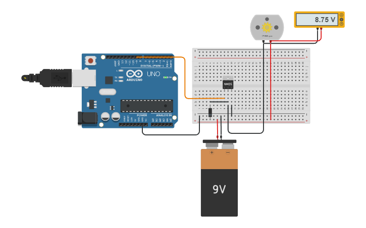 Arduino Irfz44n Control Circuit design Control Motor using IRFZ44N - Tinkercad