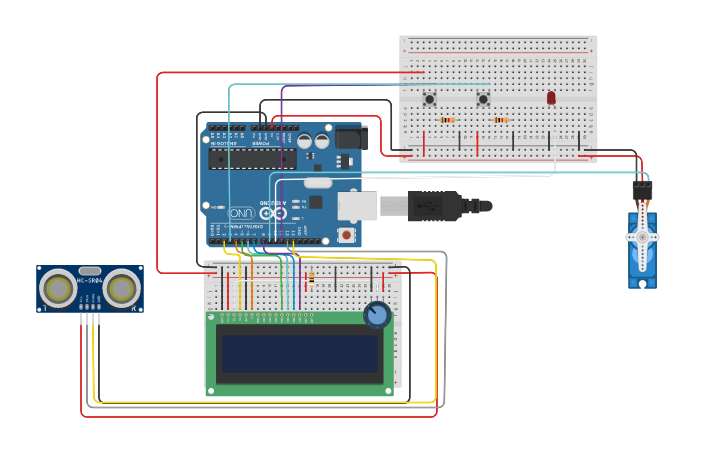 Circuit design un garage automatique. - Tinkercad