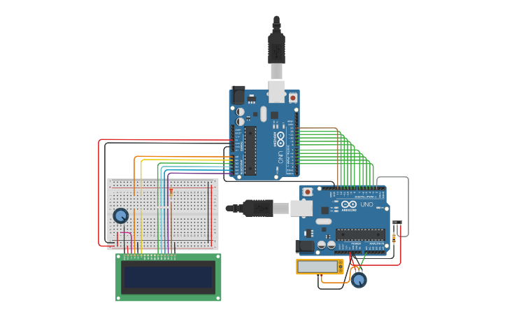 Circuit design Copy of Conexion con 2 Arduinos Analogo/Digital - Tinkercad