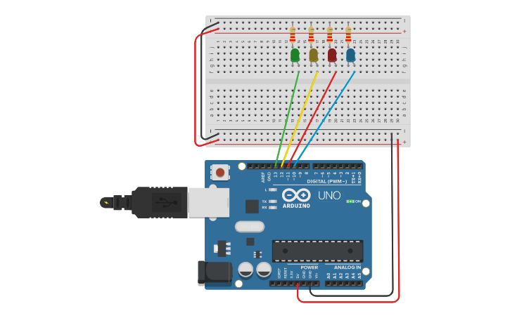 Circuit design Salidas de arduino - Tinkercad