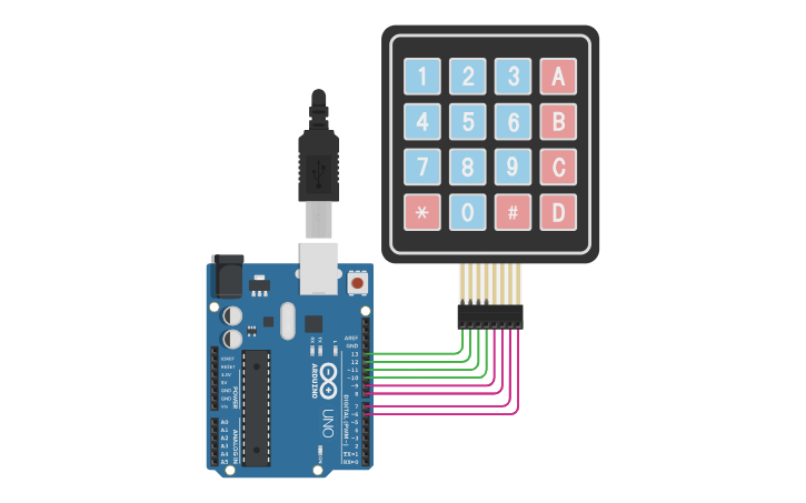 Circuit design Keypad Interfacing with Arduino - Tinkercad