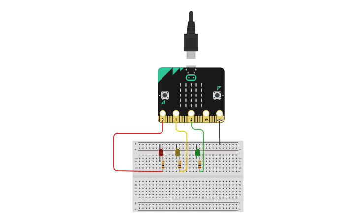 Circuit design Traffic Light - Tinkercad