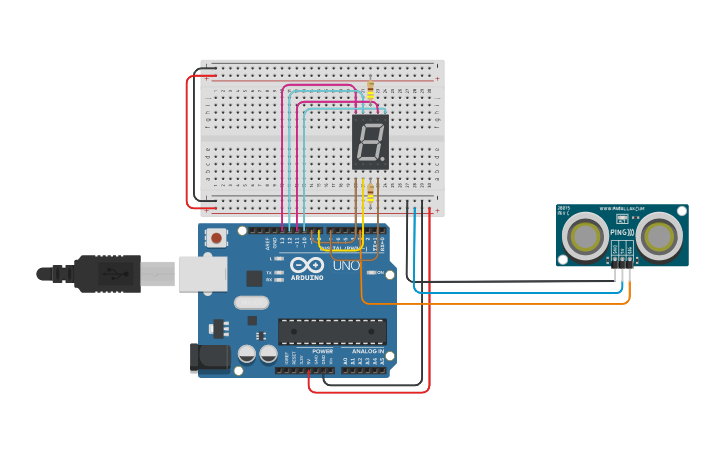 Circuit design Digital Sensor & Seven Segment Display | Tinkercad