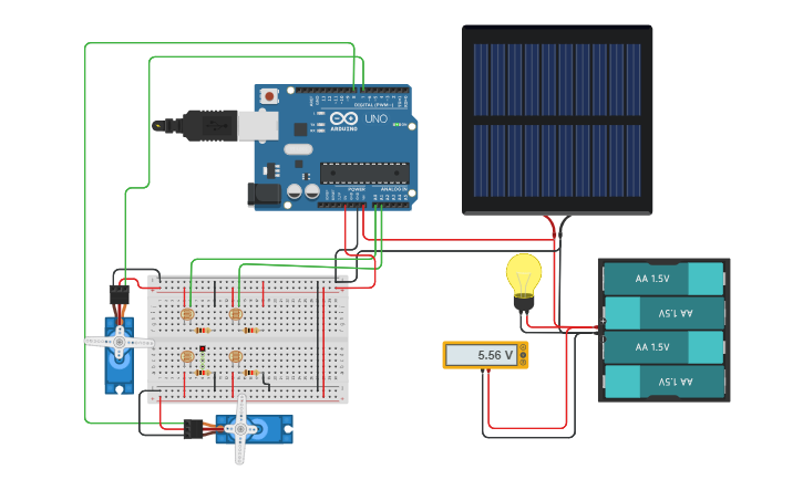 Circuit design Solar Tracking System Extra Mission - Tinkercad