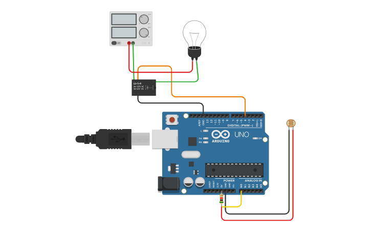 Circuit design Aula 13 LDR e Relé [Prof.Cristiano] - Tinkercad
