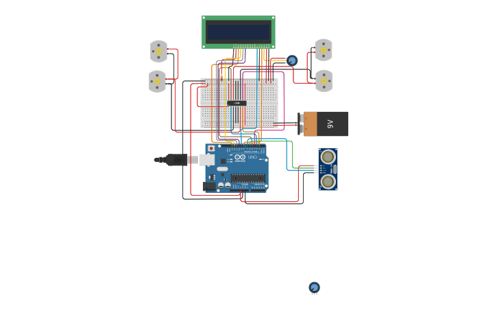 Circuit design Copy of Copy Obstacle Avoiding Robot | Tinkercad