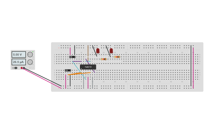 Circuit design JK Flip-flop Counter - Tinkercad