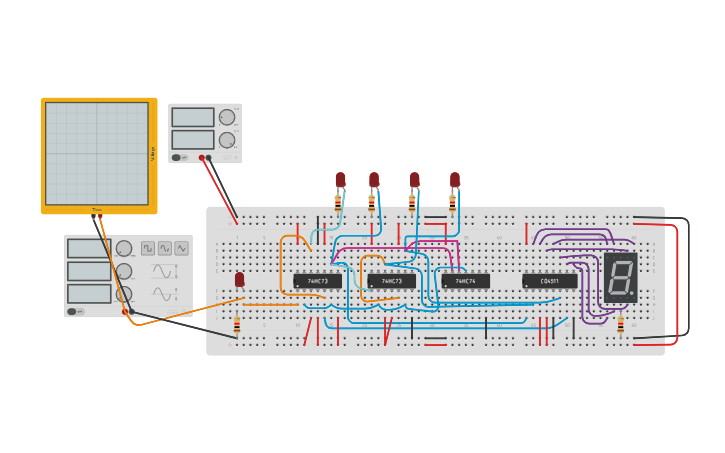 Circuit design JK flip flop - Tinkercad