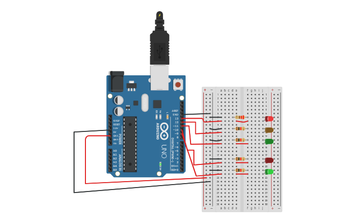 Circuit design MPS Arduino | Tinkercad