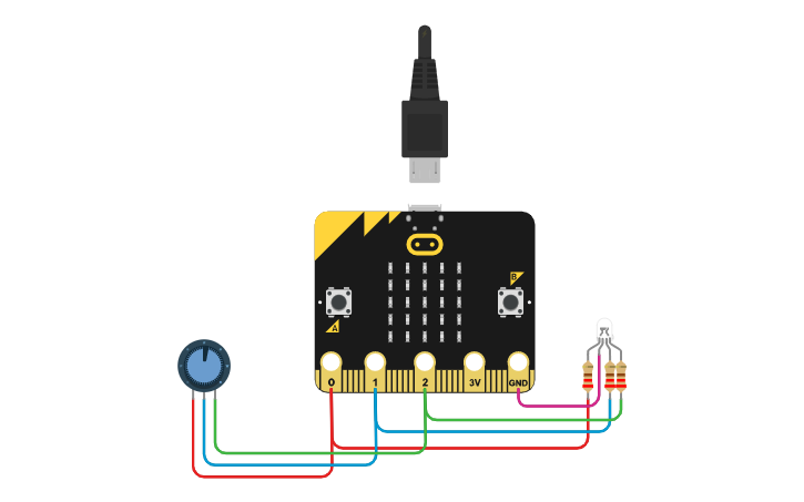 Circuit design RGB MICROBIT - Tinkercad