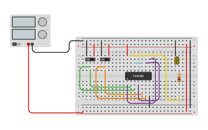 Circuit design NAND using NOR | Tinkercad
