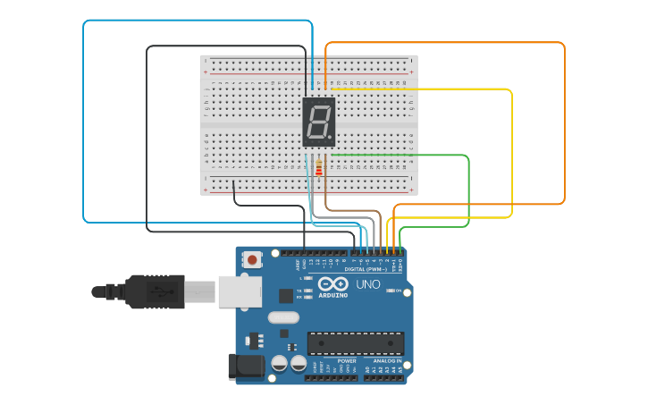 Circuit design 7 segment - Tinkercad